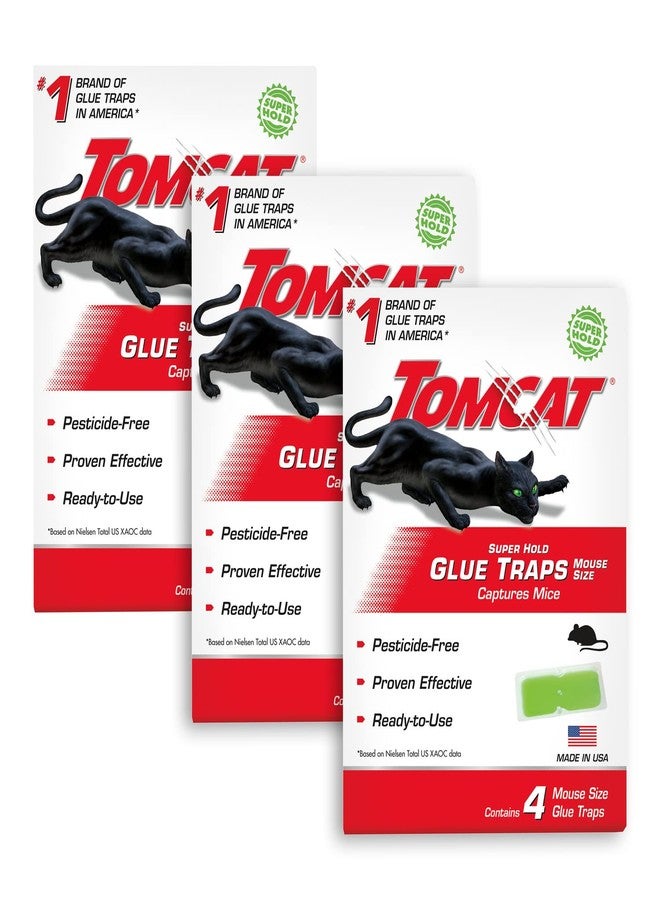 Tomcat Super Hold Glue Traps Mouse Size, 3-Pack (12 Glue Traps) - Image 1
