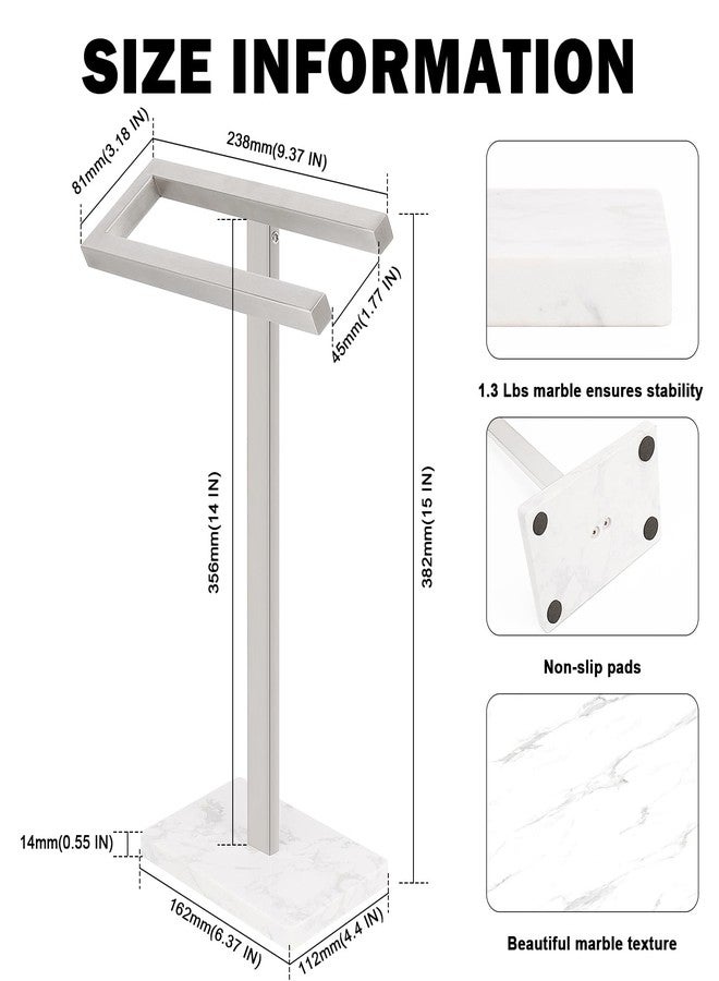 Livabber Standing Hand Towel Holder, 304 Stainless Steel Hand Towel Rack Stand with Heavy Marble Base, Bath Accessories, Towel Ring for Bathroom Kitchen Countertop, 14 Inch (Brushed Nickel) - Image 2