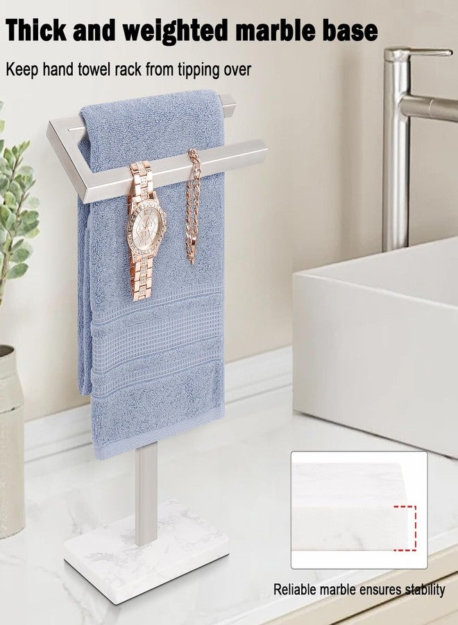 Livabber Standing Hand Towel Holder, 304 Stainless Steel Hand Towel Rack Stand with Heavy Marble Base, Bath Accessories, Towel Ring for Bathroom Kitchen Countertop, 14 Inch (Brushed Nickel) - Image 4