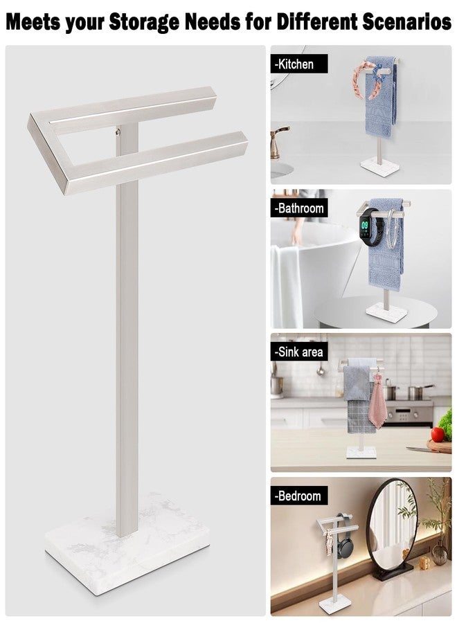 Livabber Standing Hand Towel Holder, 304 Stainless Steel Hand Towel Rack Stand with Heavy Marble Base, Bath Accessories, Towel Ring for Bathroom Kitchen Countertop, 14 Inch (Brushed Nickel) - Image 5