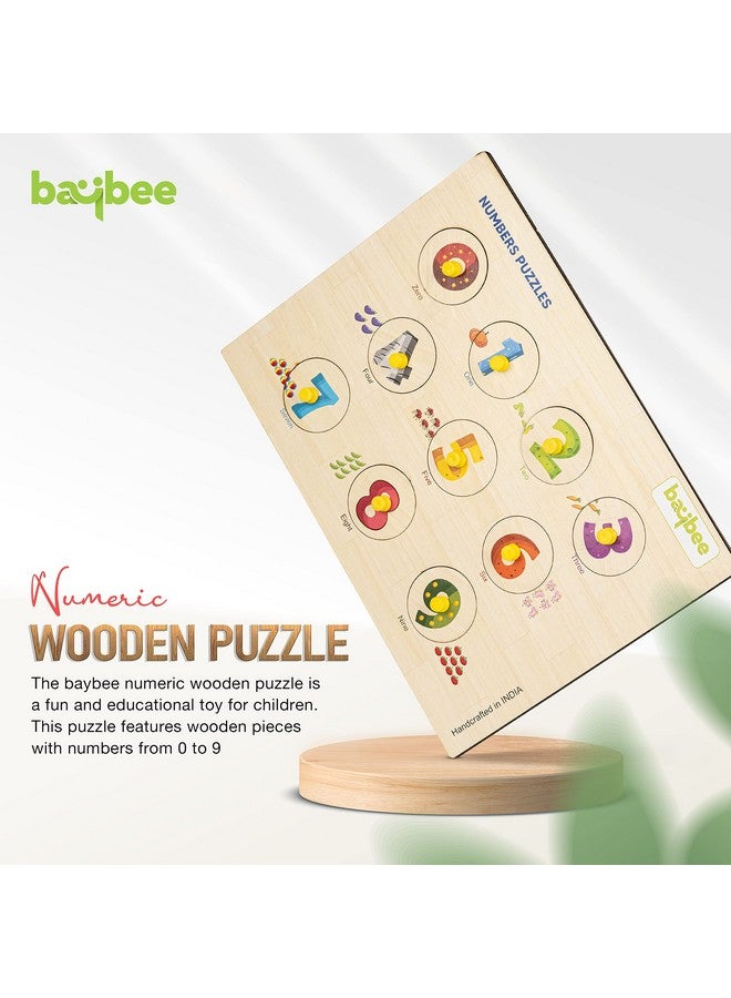 بيبي لوحة أحجية العد من BAYBEE، ألعاب تعليمية مبكرة لمرحلة ما قبل المدرسة، ألعاب تعليمية للرياضيات للأطفال الصغار، مقبض أحجية خشبي مُثبت للأطفال من عمر سنتين فما فوق، للأولاد والبنات (عد الأعداد من 0 إلى 9) - Image 3