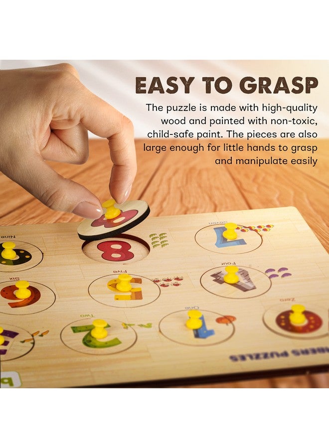 بيبي لوحة أحجية العد من BAYBEE، ألعاب تعليمية مبكرة لمرحلة ما قبل المدرسة، ألعاب تعليمية للرياضيات للأطفال الصغار، مقبض أحجية خشبي مُثبت للأطفال من عمر سنتين فما فوق، للأولاد والبنات (عد الأعداد من 0 إلى 9) - Image 4