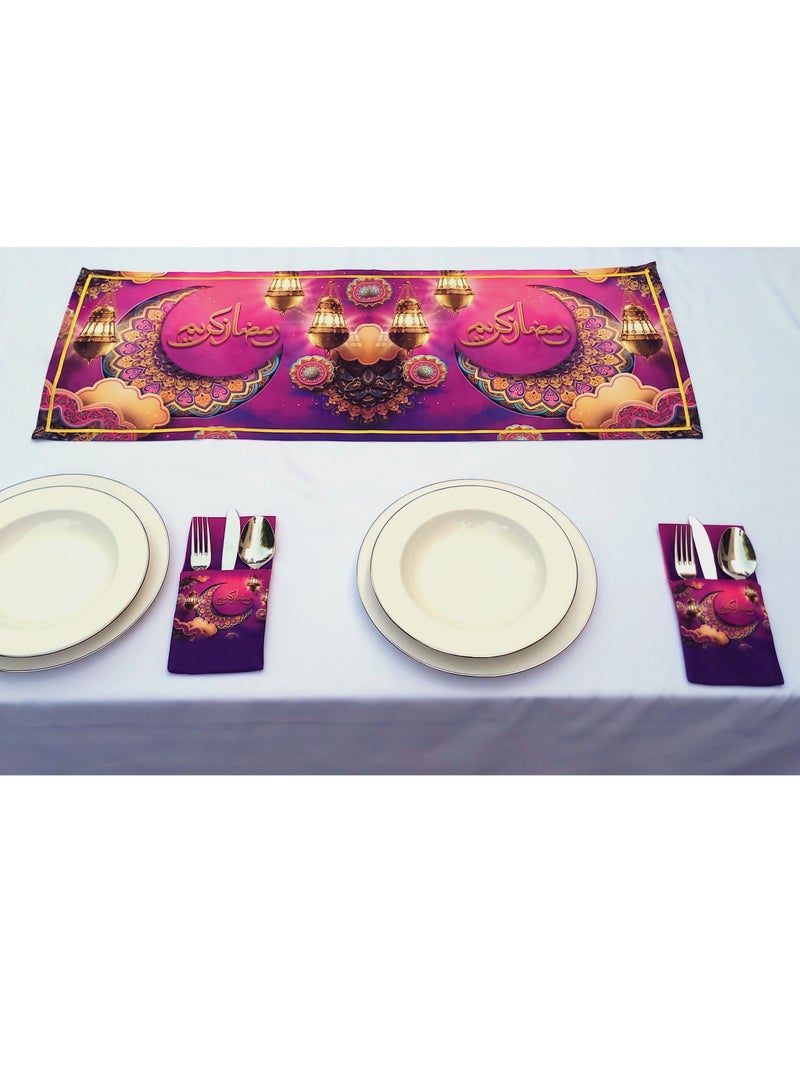 Alwan Eid And Ramadan Kareem Set of 6 Cutlery Holders And 1 Runner - Image 3