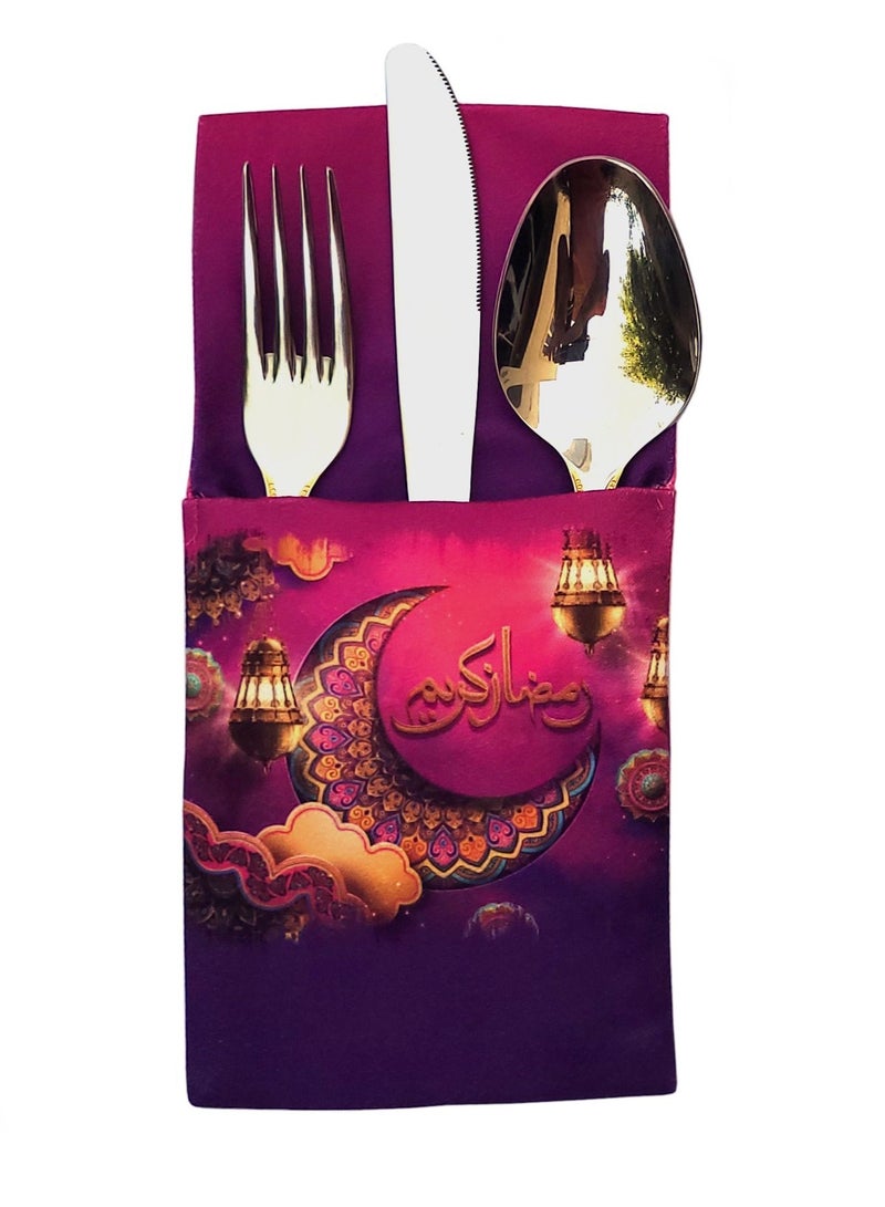 Alwan Eid And Ramadan Kareem Set of 6 Cutlery Holders And 1 Runner - Image 4