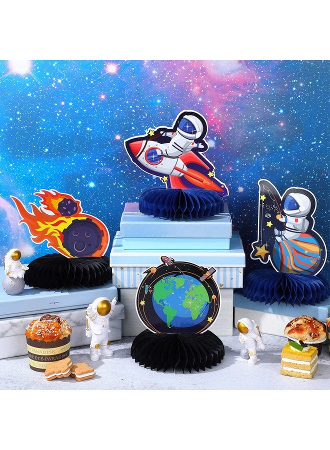Marspark 9 Pieces Outer Space Themed Honeycomb Centerpiece Outer Space Party Decorations Birthday Party Table Toppers Double Sided Table Decorations Planet Rocket Astronaut Ufo Solar System Party Supplies - Image 4