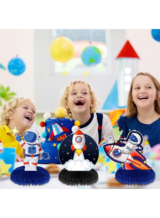 Marspark 9 Pieces Outer Space Themed Honeycomb Centerpiece Outer Space Party Decorations Birthday Party Table Toppers Double Sided Table Decorations Planet Rocket Astronaut Ufo Solar System Party Supplies - Image 5