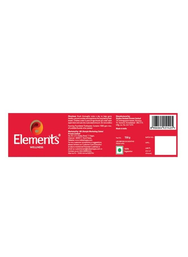 Elements Wellness Red Herbal Toothpaste (Pack of 2)| Enriched with 9 Natural Actives | Fights 7 Dental Problems - Cavities, Plaque, Bad Breath, Sensitivity & More | Ayurvedic Oral Care for Healthy Teeth & Gums - Image 3