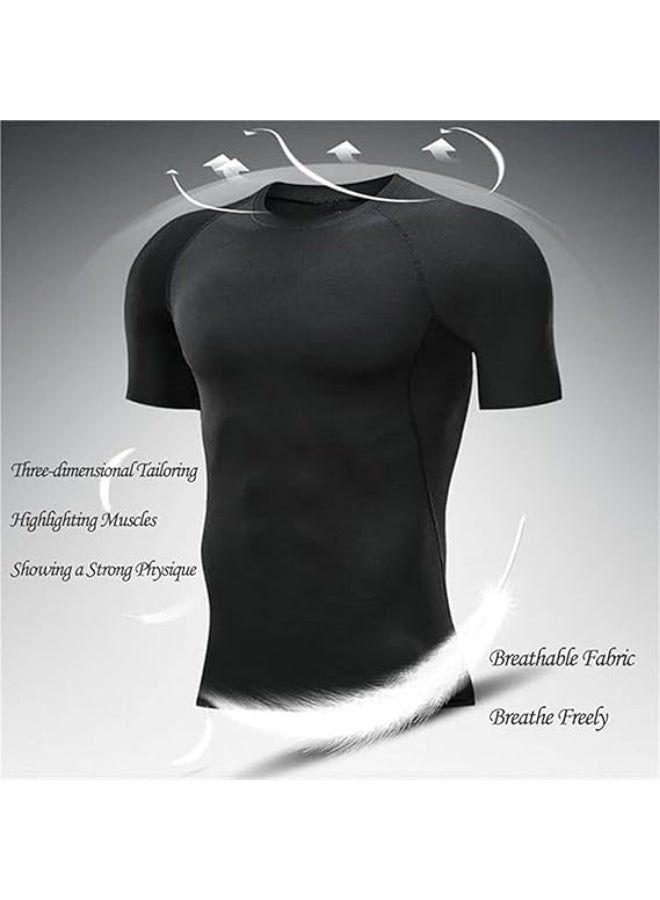 Men's Compression Shirts Short Sleeve Athletic Tops, Cool Dry Workout Shirt Sports T-Shirt - Image 3