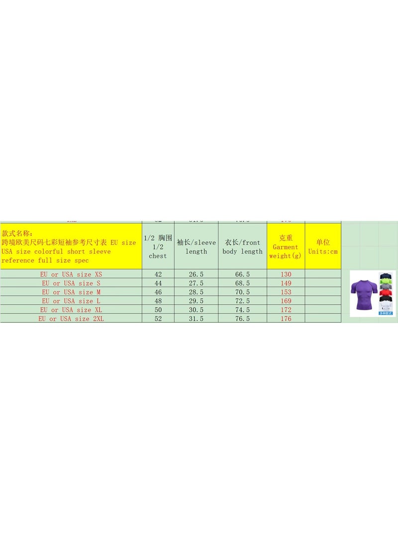 Men's Compression Shirts Short Sleeve Athletic Tops, Cool Dry Workout Shirt Sports T-Shirt image 8