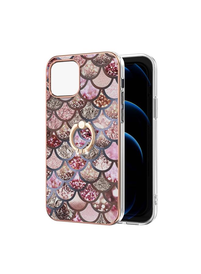 Zaboon Case For iPhone 13 Pro Max Electroplating Pattern IMD TPU Shockproof Case with Rhinestone Ring Holder - Image 2