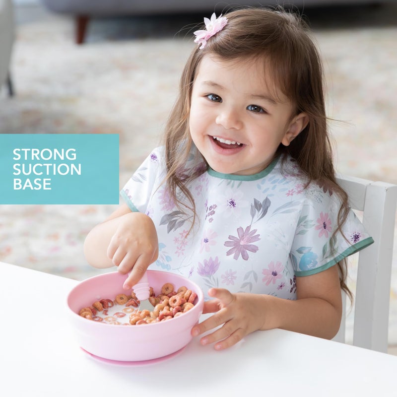Bumkins Baby Bowl, Silicone Suction, for Babies, Toddlers and Kids, Baby Led Weaning, Feeding Essentials, Platinum Silicone, Non Skid Sticky Bottom, Supplies for Children Ages 6 Months Up, Pink - Image 3