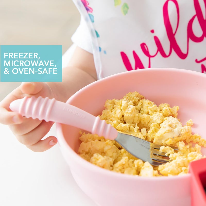 Bumkins Baby Bowl, Silicone Suction, for Babies, Toddlers and Kids, Baby Led Weaning, Feeding Essentials, Platinum Silicone, Non Skid Sticky Bottom, Supplies for Children Ages 6 Months Up, Pink - Image 4