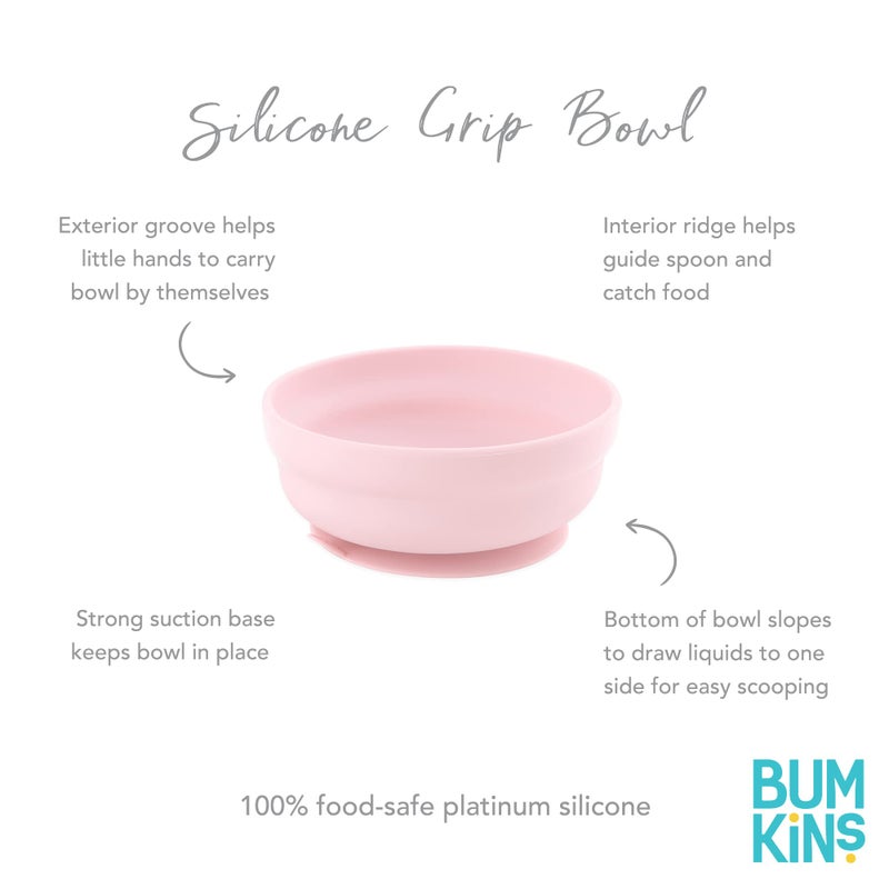 Bumkins Baby Bowl, Silicone Suction, for Babies, Toddlers and Kids, Baby Led Weaning, Feeding Essentials, Platinum Silicone, Non Skid Sticky Bottom, Supplies for Children Ages 6 Months Up, Pink - Image 5