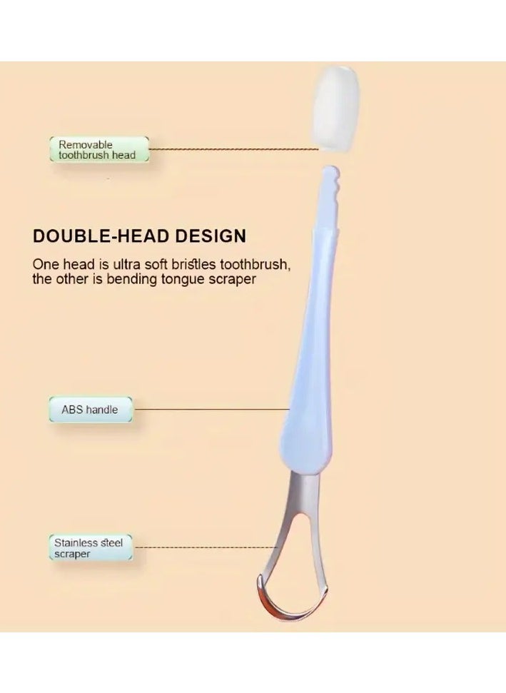 Ucanbe - 2-in-1 Stainless Steel Tongue Scraper & Cleaner Set - Hypoallergenic, Portable Toothbrush for Home Oral Care - Image 1