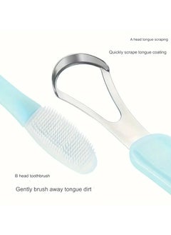 Ucanbe 2-in-1 Stainless Steel Tongue Scraper & Cleaner Set - Hypoallergenic, Portable Toothbrush for Home Oral Care  - Image 3