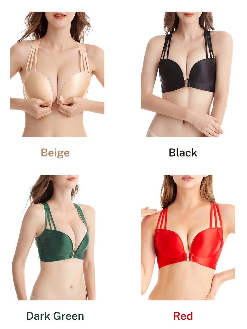 Women Front Closure Bra Plus Size Thin Padded No Underwire Bras - Image 3