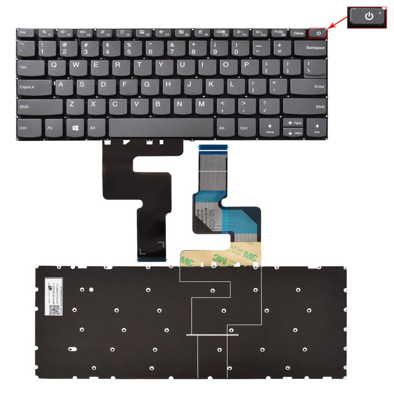 SUNMALL لوحة مفاتيح بديلة SUNMALL متوافقة مع Lenovo Ideapad 120S-14IAP 130S-14IGM 320-14ISK 320S-14IKB 320S-14KBR 320S-15IKB 330-14IGM 520S-14IKB S130-14IGM S145-14IWL رمادي تخطيط أمريكي - Image 1