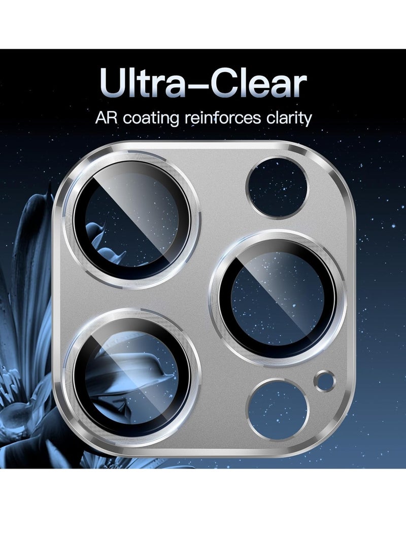 إلترازون Camera Lens Protector for iPhone 15 Pro 6.1-Inch and iPhone 15 Pro Max 6.7-Inch, Full Coverage 9H Tempered Glass Ring Cover, Matte Metal Plate, Case Friendly, 1-Pack (White) - Image 4