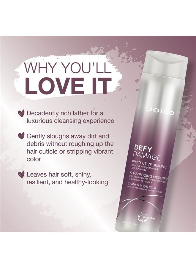 JOICO Defy Damage Protective Shampoo | For Color-Treated Hair | Strengthen Bonds & Preserve Hair Color | With Moringa Seed Oil & Arginine | 10.1 Fl Oz - Image 2