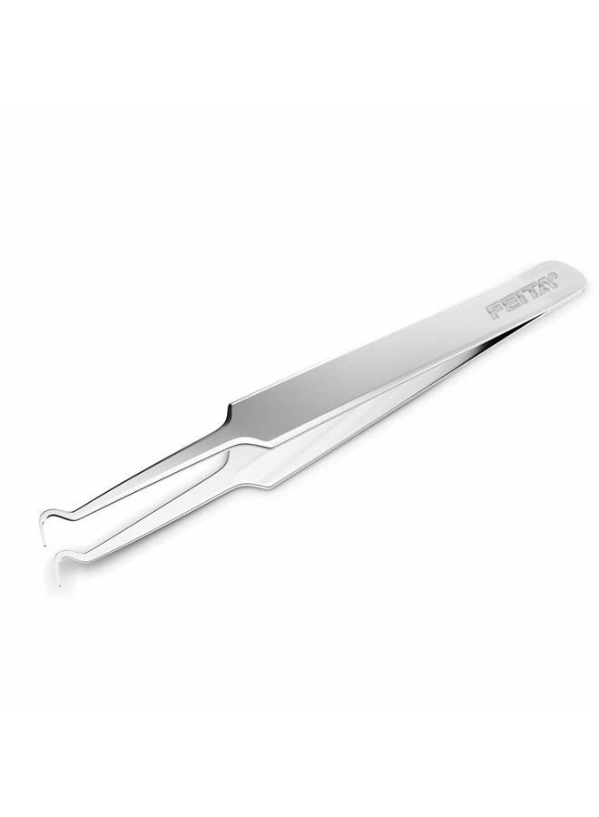 FEITA Blackhead Acne Extraction Tweezers - Pro & Surgical-Grade Stainless Steel Bend Curved Comedone Extractor Tweezer Tool for Remove Whitehead and Clogged Pores, Pimple - Silver - Image 1