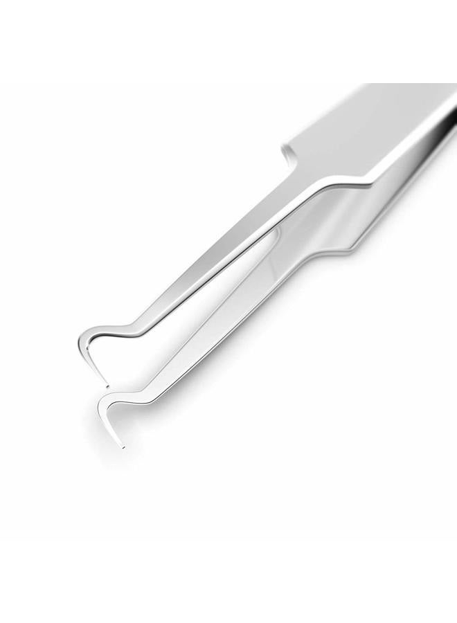 FEITA Blackhead Acne Extraction Tweezers - Pro & Surgical-Grade Stainless Steel Bend Curved Comedone Extractor Tweezer Tool for Remove Whitehead and Clogged Pores, Pimple - Silver - Image 4