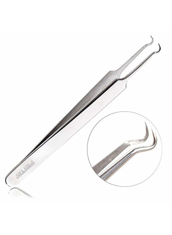 FEITA Blackhead Acne Extraction Tweezers - Pro & Surgical-Grade Stainless Steel Bend Curved Comedone Extractor Tweezer Tool for Remove Whitehead and Clogged Pores, Pimple - Silver - Image 2
