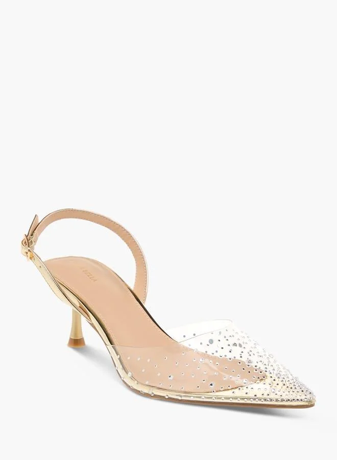 فلورا بيلا من شو إكسبرس حذاء نسائي بكعب عريض وإبزيم مزين