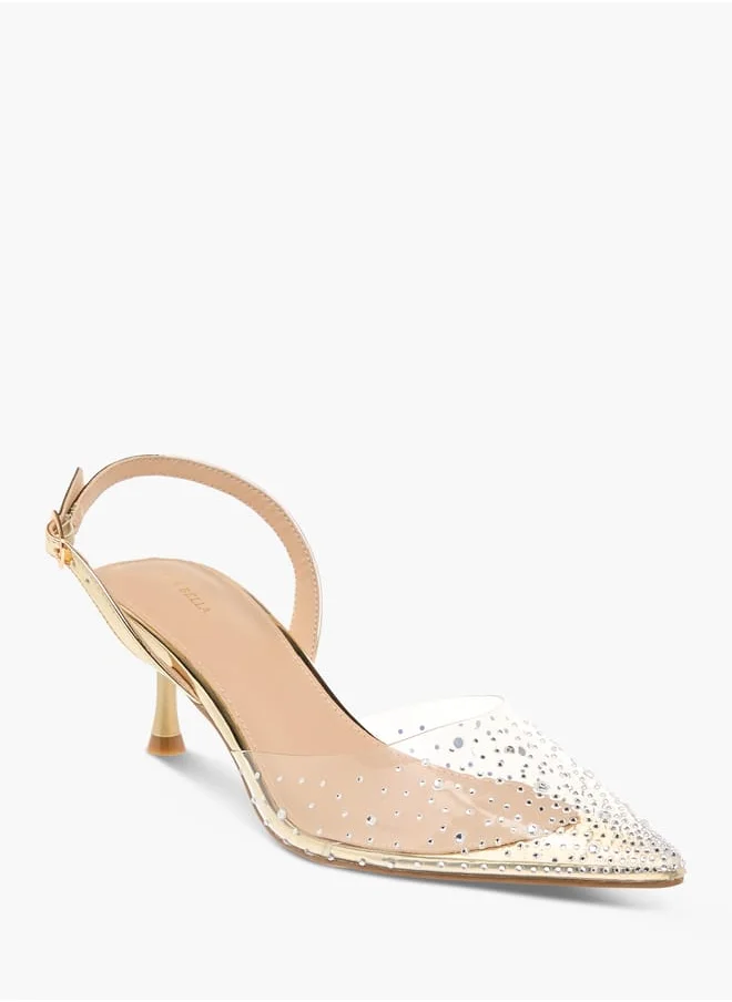 Flora Bella By Shoexpress Women Embellished Pumps with Flared Heels and Buckle Closure