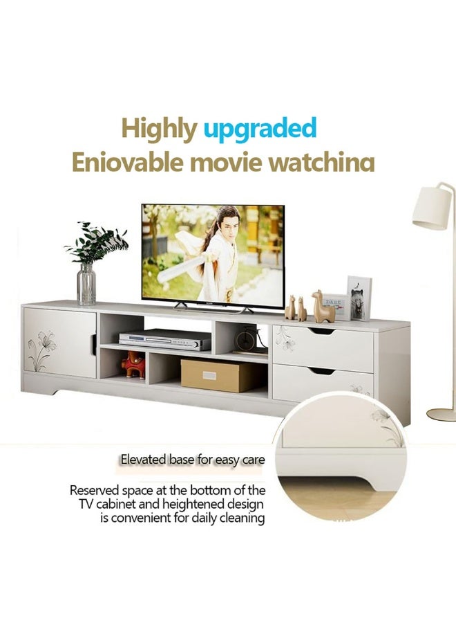 TV Stand for TVs up to 70in, TV Table with Drawers and Cabinet, Entertainment Center with and Media Console Table with Open Storage Shelves for Living Room & Bedroom, White, F17A - Image 5
