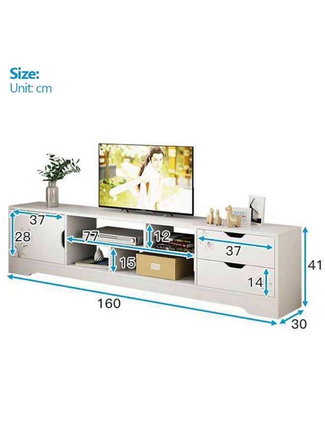 TV Stand for TVs up to 70in, TV Table with Drawers and Cabinet, Entertainment Center with and Media Console Table with Open Storage Shelves for Living Room & Bedroom, White, F17A - Image 2