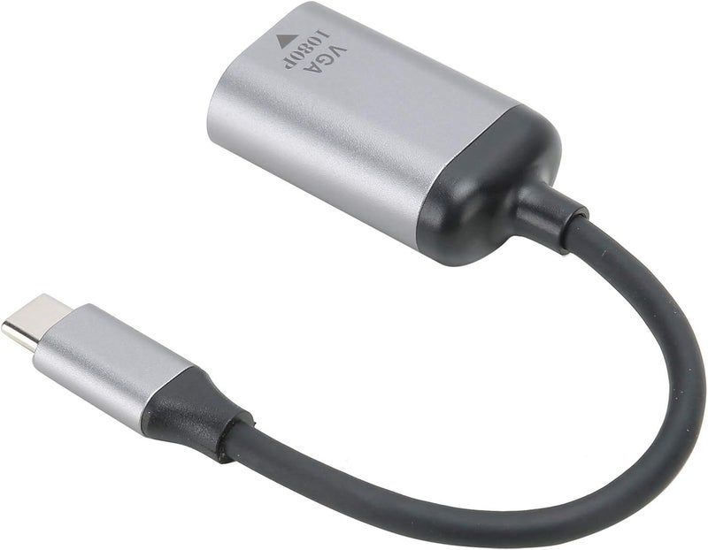 محول من منفذ Type-C ذكري إلى منفذ VGA بكابل قصير، مصنوع من سبيكة الألومنيوم ومغطى بمادة PVC، مناسب لنظام OS X، يدعم دقات العرض QXGA بمعدل 60 هرتز، ويحتوي على منفذ أنثوي من نوع Type-C. - Image 2