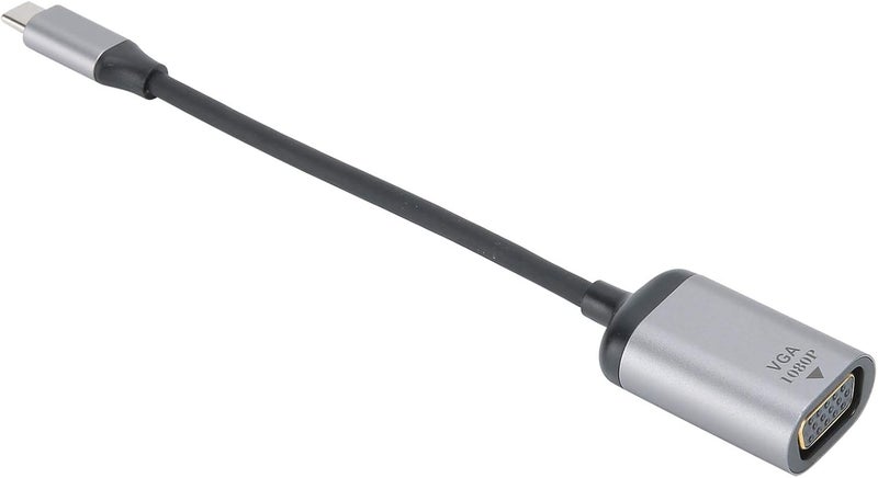 محول من منفذ Type-C ذكري إلى منفذ VGA بكابل قصير، مصنوع من سبيكة الألومنيوم ومغطى بمادة PVC، مناسب لنظام OS X، يدعم دقات العرض QXGA بمعدل 60 هرتز، ويحتوي على منفذ أنثوي من نوع Type-C. - Image 1