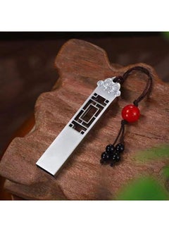 Generic Chinese Knot Ancient Style U Disk USB3.02.0 High-speed Metal U Disk Bookmark Tassel Lanyard Government And Enterprise Business U Disk-Color:Antique Style-window Flower Black-Capacity:USB2.0 1GB  - Image 1