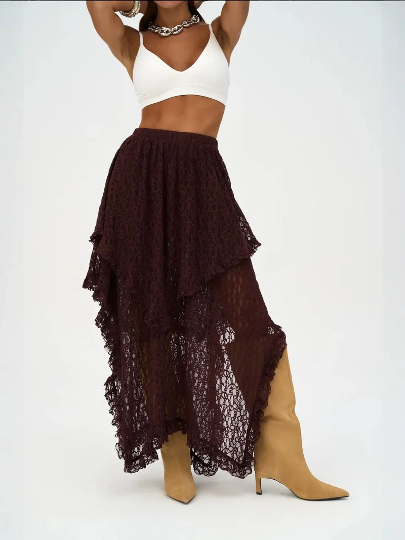 Mai Collection MAI STUDIOS Mireya Asymmetric Lace Skirt