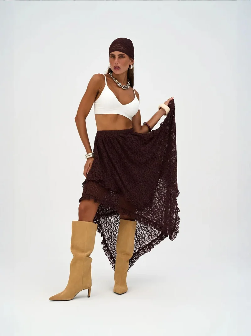 Mai Collection MAI STUDIOS Mireya Asymmetric Lace Skirt