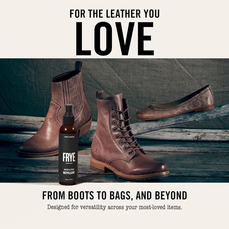 Frye Leather Water & Stain Repellent – 6oz Spray – Non-Aerosol, Made in USA – Protects Leather, Suede & Nubuck – Shields Against Water, Rain, Salt & Spills – Safe on All Colors - Image 2