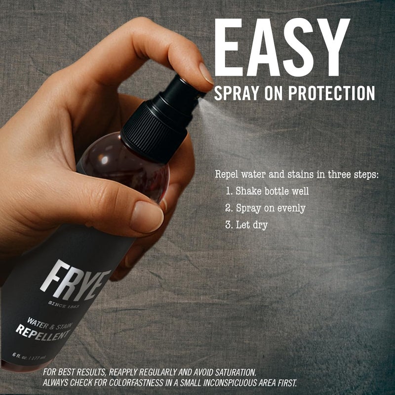 Frye Leather Water & Stain Repellent – 6oz Spray – Non-Aerosol, Made in USA – Protects Leather, Suede & Nubuck – Shields Against Water, Rain, Salt & Spills – Safe on All Colors - Image 3
