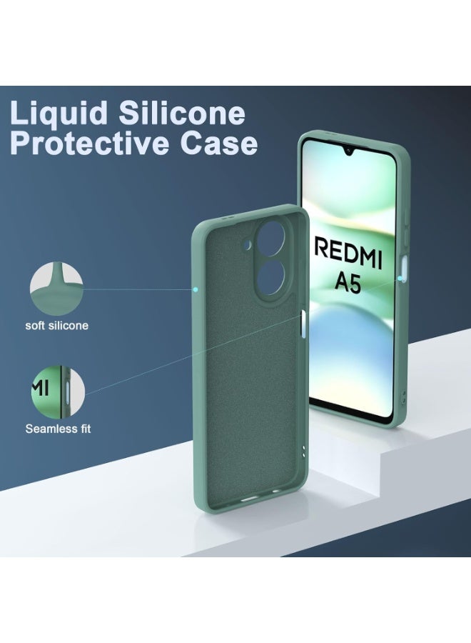 Muzz Silicone Case for Redmi A5 4G, Soft TPU Shockproof DustProof Antiskid Phone Cover with Screen Protector (Green) - Image 4
