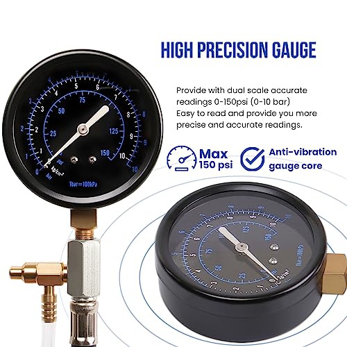Lichamp Automotive Fuel Pressure Test Kit, Fuel Pump & Rail Diagnostic Gauge with Adapters, Hose, for Car/Truck/Motorcycle - Image 5