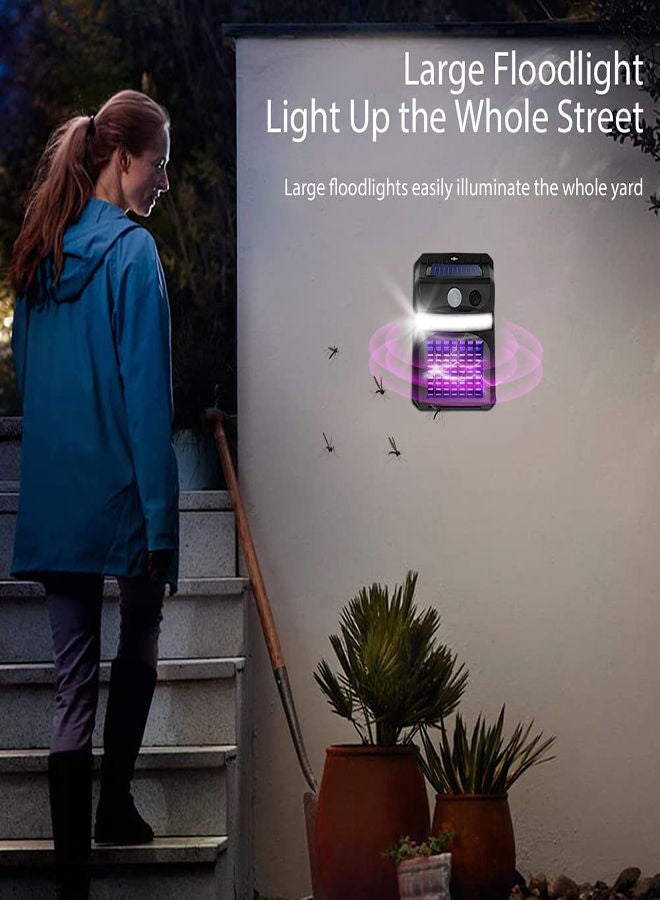 SYOSI طارد البعوض الشمسي في الهواء الطلق، وظيفة مكافحة البعوض المطورة، مستشعر ذكي لجسم الإنسان، مصباح حائط خارجي للحديقة، 10 واط، مصيدة ذباب مقاومة للماء تعمل بالطاقة الشمسية، مصباح حائط لقتل الحشرات (1 قطعة) - Image 3