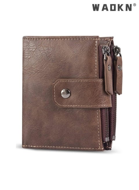 Men Wallet, Men Leather Wallet Rfid Blocking Credit Card Holder Foldable Purse, with Zipper Coin Pocket Bifold Wallet Men Blocking Credit Card Holder Coin Pocket Purse, Gifts for Men (brown)
