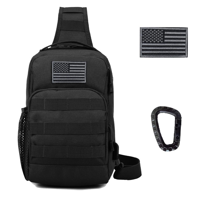 Valinov Tactical Shoulder Bag,Molle Shoulder Backpacks,Military Sling Daypack Backpack with USB Charging port (1 Pack Black) - Image 1
