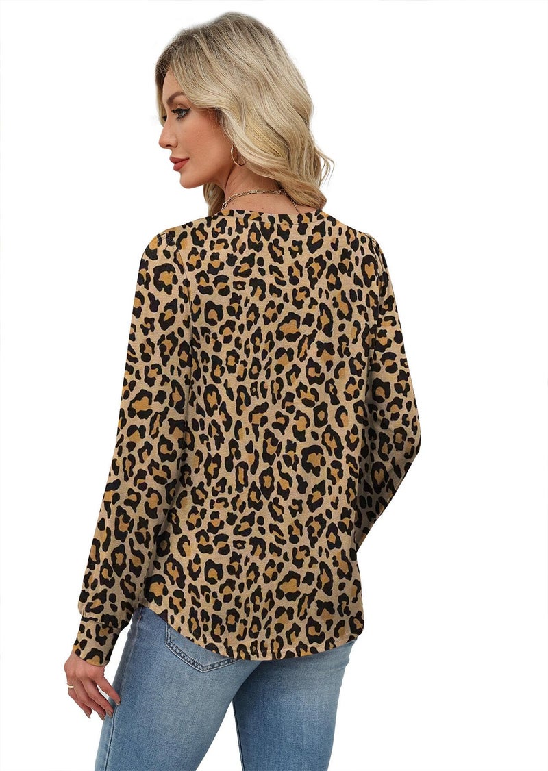 Alaroo Cheetah Leopard Print Tops for Women Long Sleeve Shirts 2025 Fall Winter Blouses V Neck Tunic Sweatshirt Print 07 L - Image 5