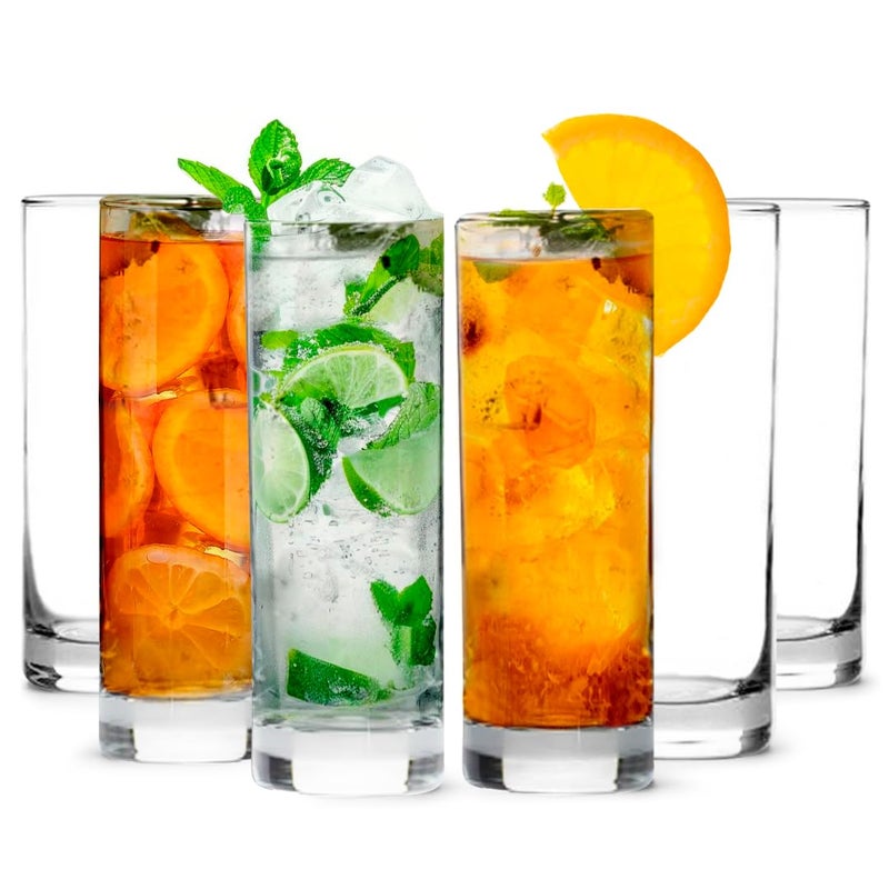 LEMONSODA Premium Highball Glass Set - Elegant Tom Collins Glasses Set of 6-12oz Tall Drinking Water Glasses - Bar Glassware for Mojito, Whiskey, Cocktail - Image 1