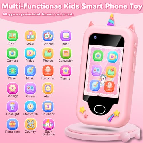 Lapare Kids Smart Phone for Girls Christmas Birthday Gifts for Girls Age 310Kids Toys Cell Phone Toddler Learning Play Toy Phone with Dual Camera Game Music Player and More 32G - Image 5