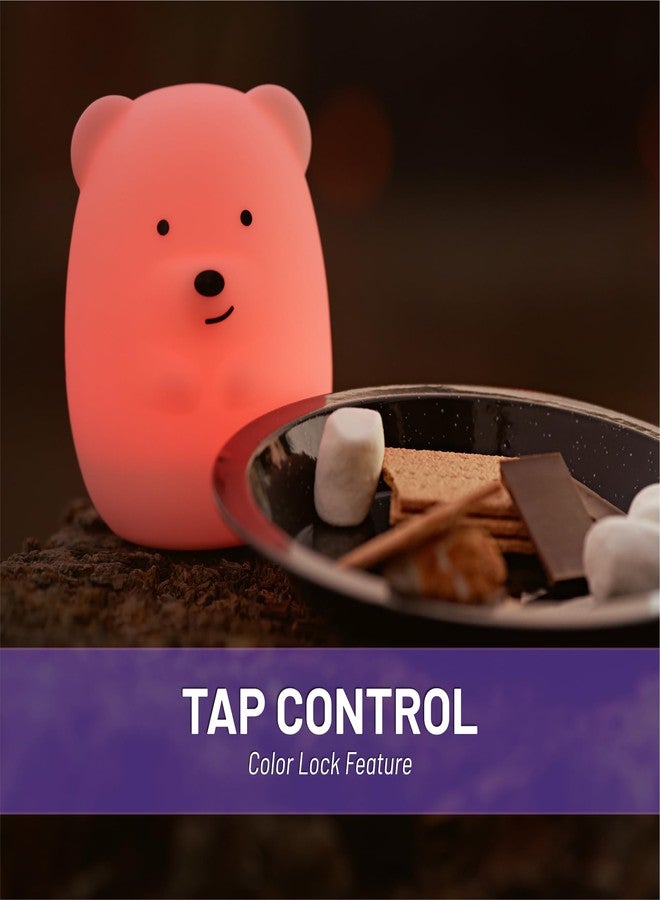 Lumipets Junior Bear Night Light, Soft Silicone Material, 8 Soothing Colors, Cordless, Easy Control, Portable - Image 3