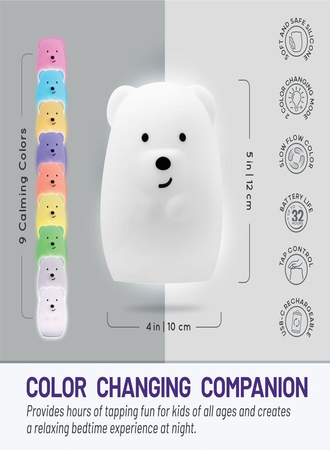 Lumipets Junior Bear Night Light, Soft Silicone Material, 8 Soothing Colors, Cordless, Easy Control, Portable - Image 4
