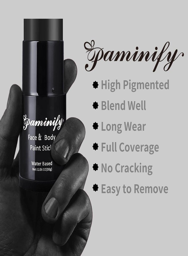 Paminify Black Face Paint Stick,Water-Based Body Paint Stick,Washable Halloween Black Foundation Face Painting for Skeleton Skull Zombie Joker Clown Goth Cat Costume,SFX Makeup for Cosplay,1.06 OZ - Image 2