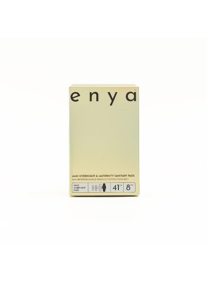 enya Maxi Overnight & Maternity Sanitary Pads 41 cm 8 Pcs 100% Biodegradable Organic Cotton TopSheet - Image 1