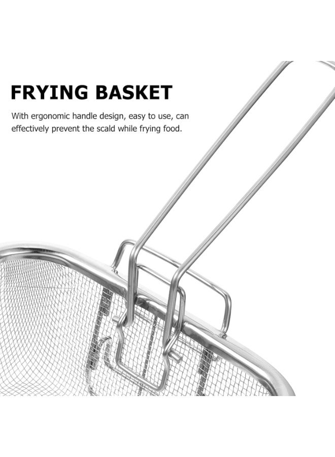 Stainless Steel Deep Fry Basket, 9.5inch Square Wire Fryer Basket for Frying Serving Food, French Chip Frying Basket with Folding Handle for Kitchen Frying (9.5Inch/Square) - Image 3